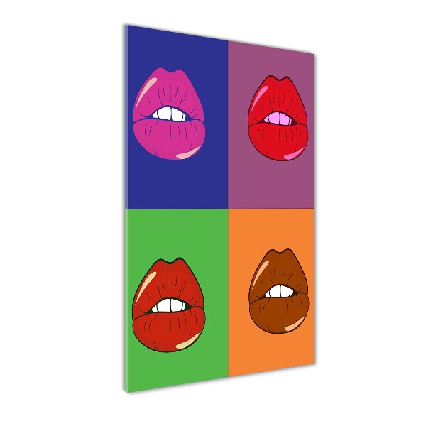 Cuadro decorativo en acrílico brillante vertical Labios coloridos