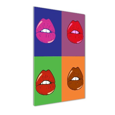 Cuadro decorativo en acrílico brillante vertical Labios coloridos