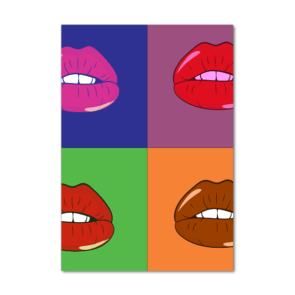 Cuadro decorativo en acrílico brillante vertical Labios coloridos
