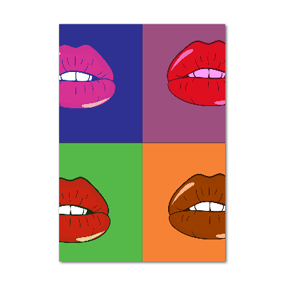 Cuadro decorativo en acrílico brillante vertical Labios coloridos
