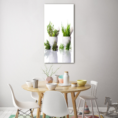 Cuadro decorativo en acrílico brillante vertical Morteros y hierbas