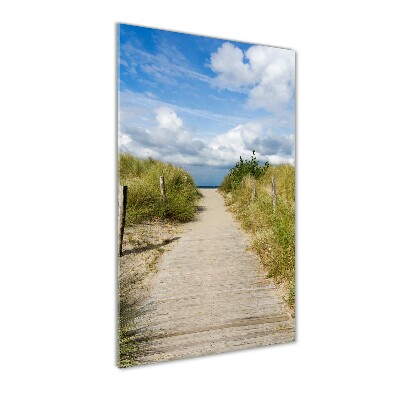 Cuadro de metacrilato moderno efecto cristal vertical Camino a la playa