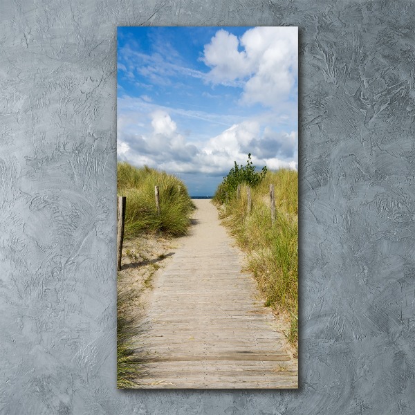 Cuadro de metacrilato moderno efecto cristal vertical Camino a la playa