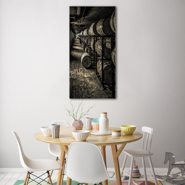 Cuadro de metacrilato moderno efecto cristal vertical Barriles de bourbon