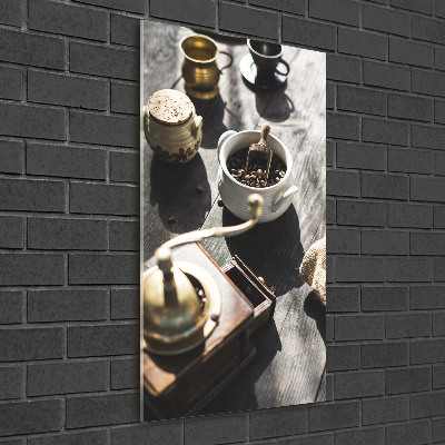 Cuadro de metacrilato moderno efecto cristal vertical Molinillo de café