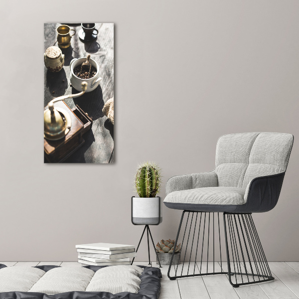 Cuadro de metacrilato moderno efecto cristal vertical Molinillo de café