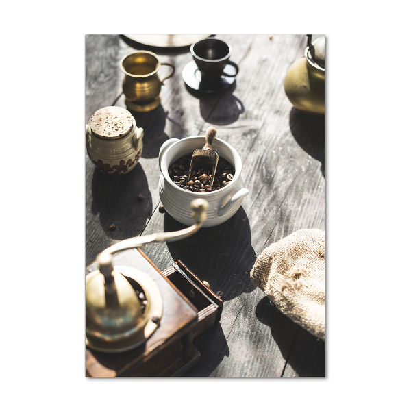 Cuadro de metacrilato moderno efecto cristal vertical Molinillo de café