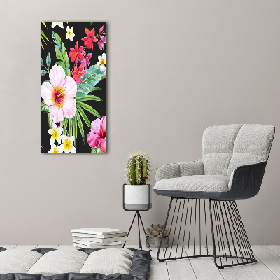 Cuadro decorativo en acrílico brillante vertical Patrón hawaiano