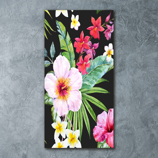 Cuadro decorativo en acrílico brillante vertical Patrón hawaiano