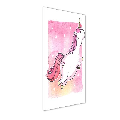 Cuadro de metacrilato vertical Unicornio rosa