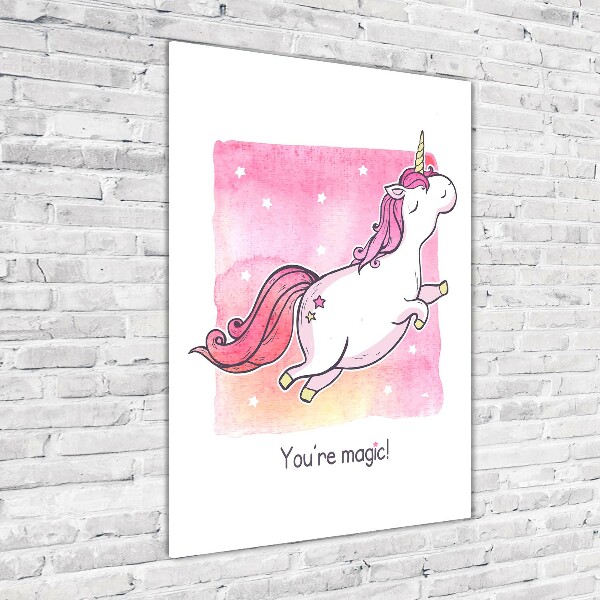 Cuadro de metacrilato vertical Unicornio rosa