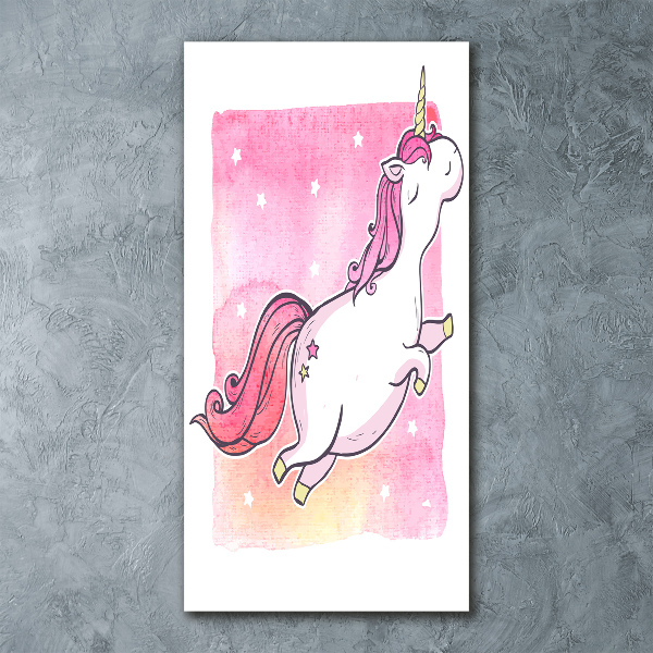 Cuadro de metacrilato vertical Unicornio rosa