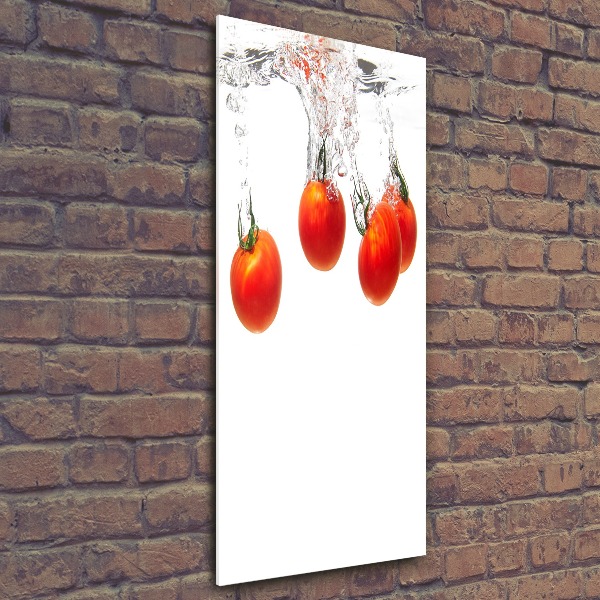 Cuadro decorativo en acrílico brillante vertical Tomates bajo el agua
