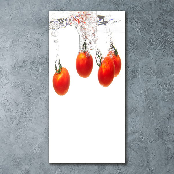 Cuadro decorativo en acrílico brillante vertical Tomates bajo el agua