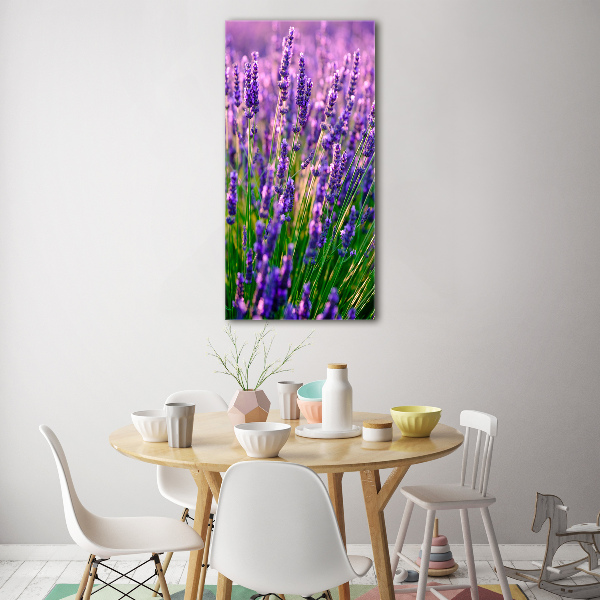 Cuadro decorativo en acrílico brillante vertical campo de lavanda