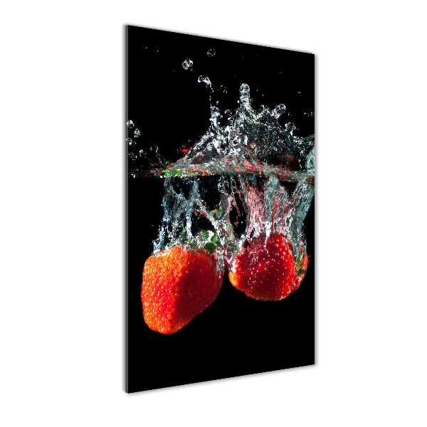 Cuadro de metacrilato vertical Fresas bajo el agua