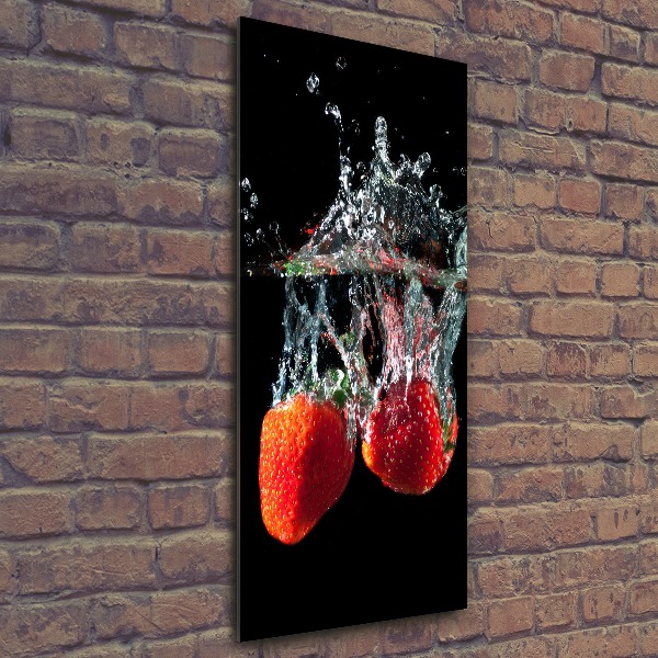 Cuadro de metacrilato vertical Fresas bajo el agua