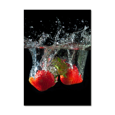 Cuadro de metacrilato vertical Fresas bajo el agua