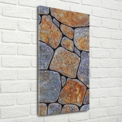 Cuadro decorativo en acrílico brillante vertical Fondo de piedras