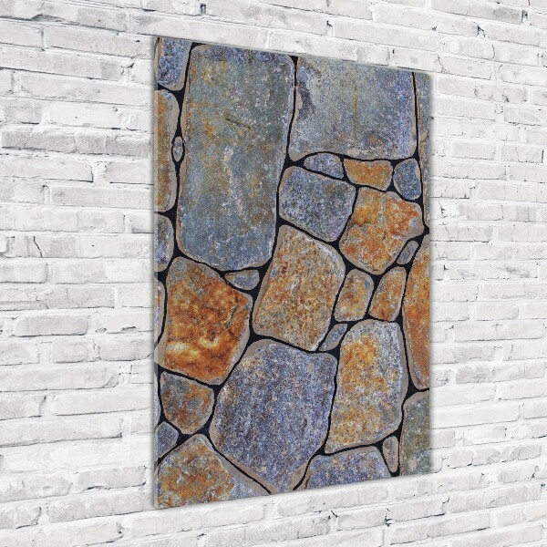 Cuadro decorativo en acrílico brillante vertical Fondo de piedras