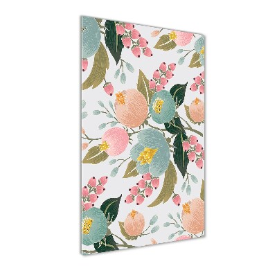 Cuadro de metacrilato moderno efecto cristal vertical flores de primavera