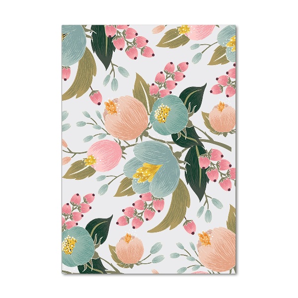 Cuadro de metacrilato moderno efecto cristal vertical flores de primavera