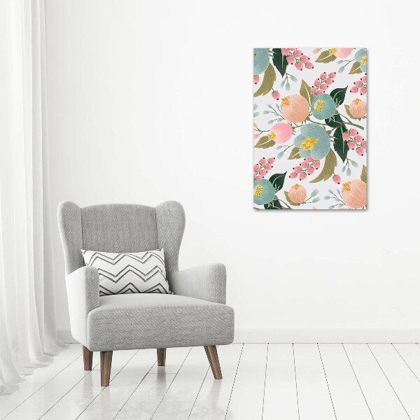 Cuadro de metacrilato moderno efecto cristal vertical flores de primavera