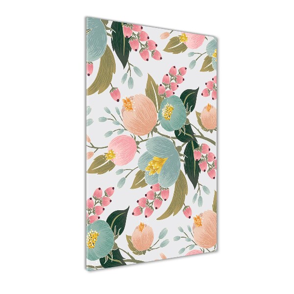 Cuadro de metacrilato moderno efecto cristal vertical flores de primavera