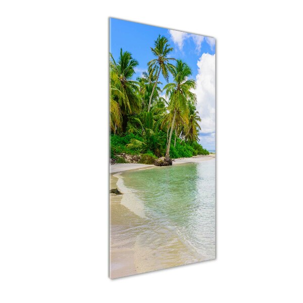 Cuadro de metacrilato moderno efecto cristal vertical Playa tropical