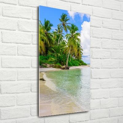 Cuadro de metacrilato moderno efecto cristal vertical Playa tropical