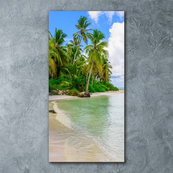 Cuadro de metacrilato moderno efecto cristal vertical Playa tropical