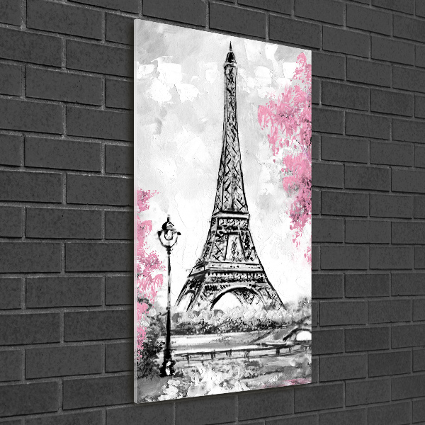 Cuadro decorativo en acrílico brillante vertical Torre Eiffel de París