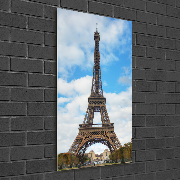 Cuadro de metacrilato moderno efecto cristal vertical Torre Eiffel de París