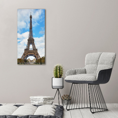 Cuadro de metacrilato moderno efecto cristal vertical Torre Eiffel de París