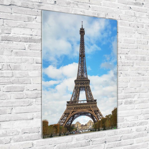 Cuadro de metacrilato moderno efecto cristal vertical Torre Eiffel de París