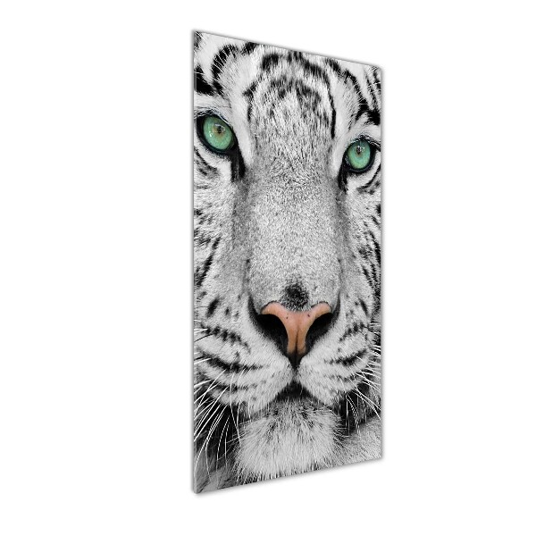 Cuadro decorativo en acrílico brillante vertical Tigre blanco