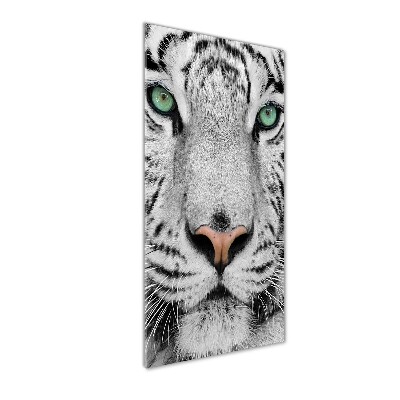 Cuadro decorativo en acrílico brillante vertical Tigre blanco