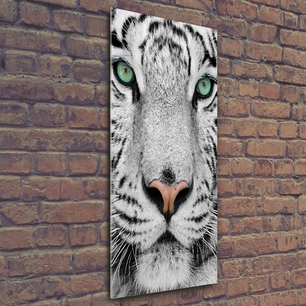 Cuadro decorativo en acrílico brillante vertical Tigre blanco