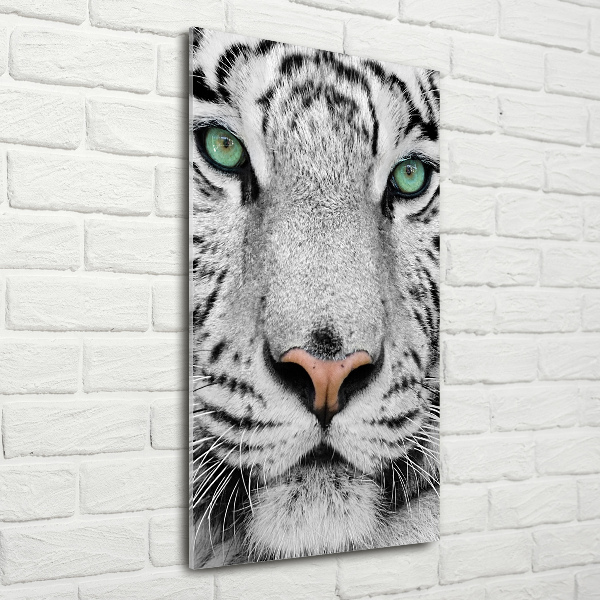 Cuadro decorativo en acrílico brillante vertical Tigre blanco