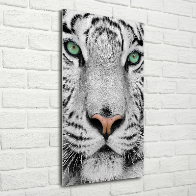 Cuadro decorativo en acrílico brillante vertical Tigre blanco