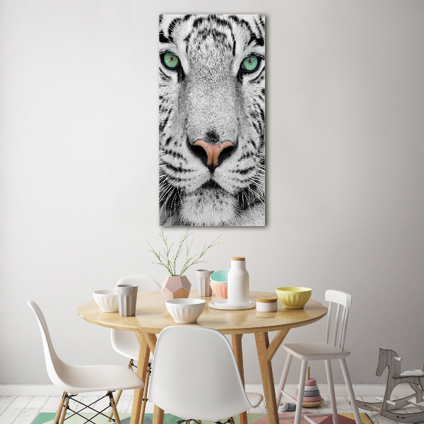 Cuadro decorativo en acrílico brillante vertical Tigre blanco