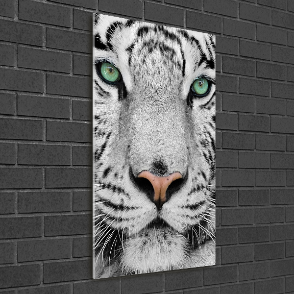 Cuadro decorativo en acrílico brillante vertical Tigre blanco