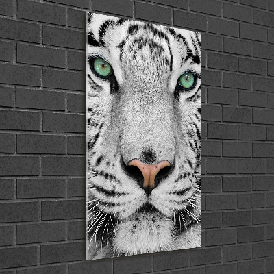 Cuadro decorativo en acrílico brillante vertical Tigre blanco