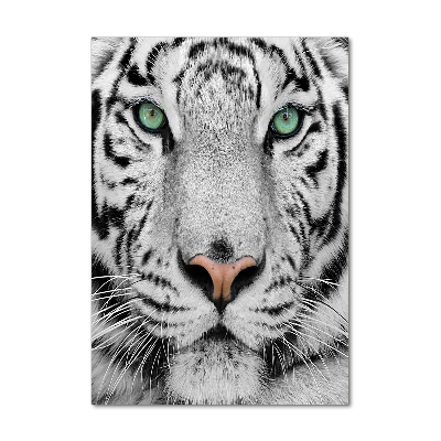 Cuadro decorativo en acrílico brillante vertical Tigre blanco