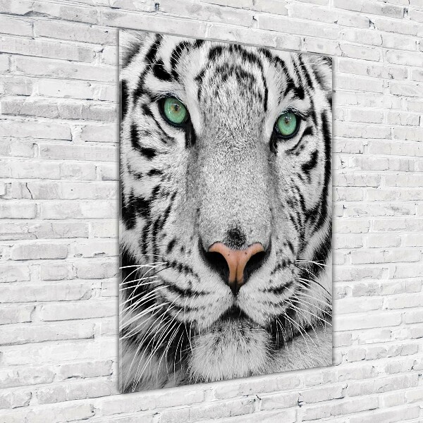 Cuadro decorativo en acrílico brillante vertical Tigre blanco