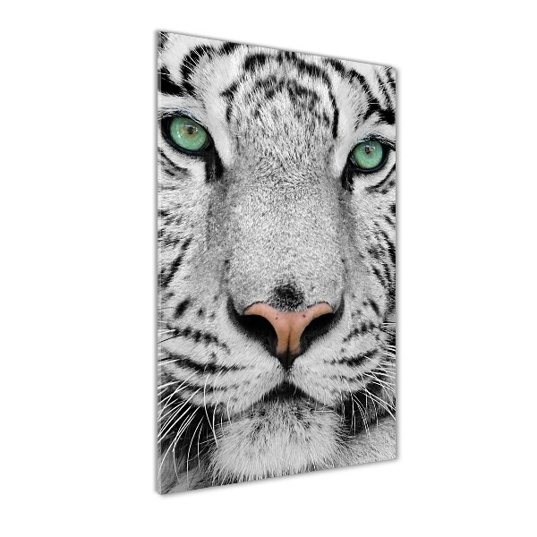 Cuadro decorativo en acrílico brillante vertical Tigre blanco