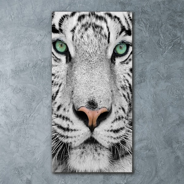 Cuadro decorativo en acrílico brillante vertical Tigre blanco