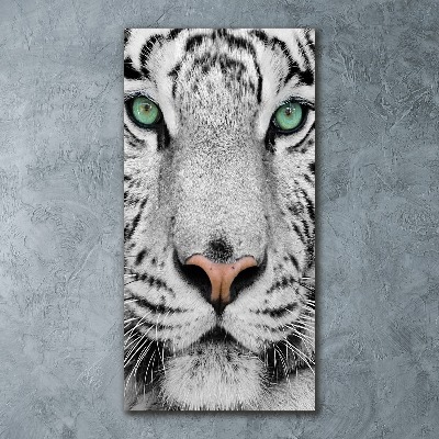 Cuadro decorativo en acrílico brillante vertical Tigre blanco