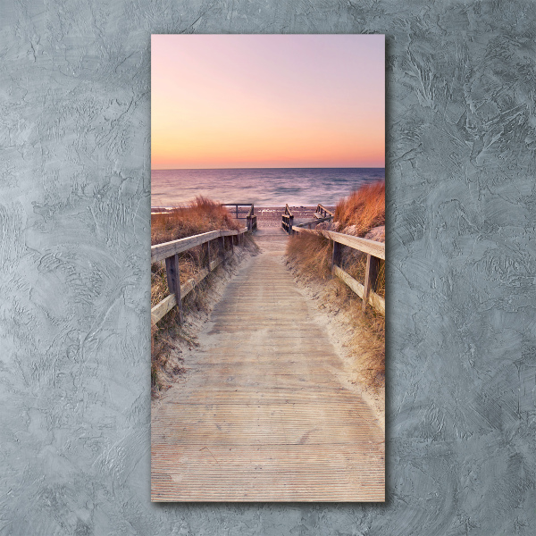 Cuadro decorativo en acrílico brillante vertical Camino a la playa