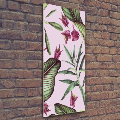 Cuadro decorativo en acrílico brillante vertical Patrón hawaiano